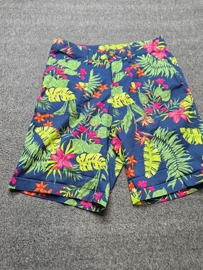 Style & Co Shorts Womens 4 Tropical Floral Navy Stretch Summer Casual